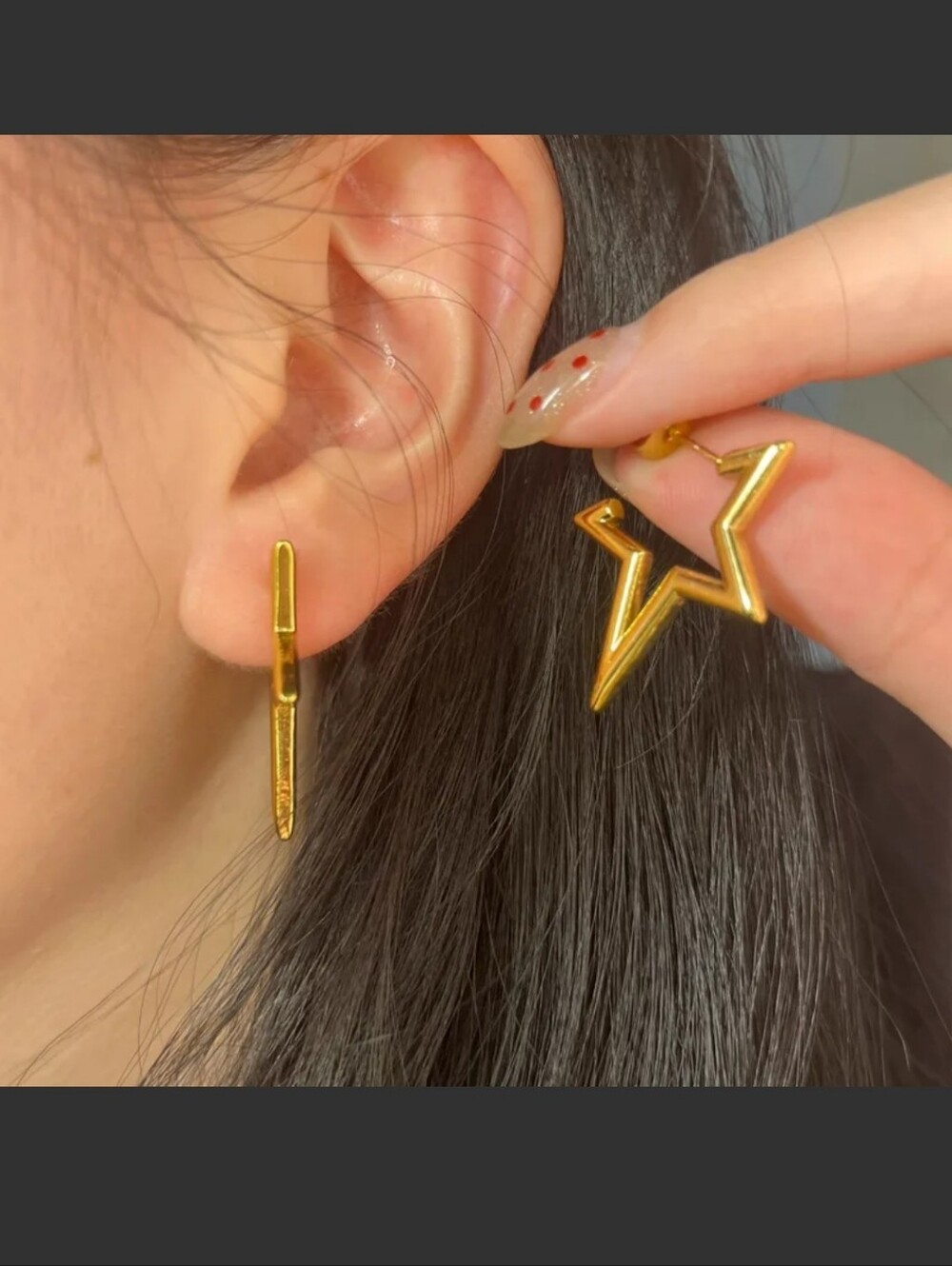 Gold Star Hoop Earrings - Women's Fashion Jewelry.